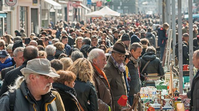 French flea markets - busy street